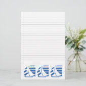 Blue Racing Sailboote Lined Stationery Briefpapier (Stehend Vorderseite)