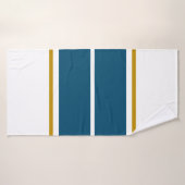Blue Racing Stripes White Background Badehandtuch (Badehandtuch)