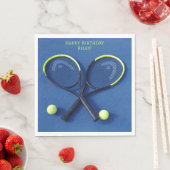 Blue Rackets and Balls Birthday Tennis Party Serviette (Beispiel)