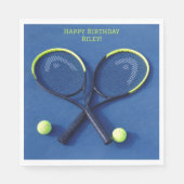 Blue Rackets and Balls Birthday Tennis Party Serviette (Vorderseite)