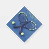 Blue Rackets and Balls Birthday Tennis Party Serviette (Ecke)