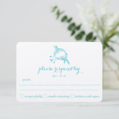 Blue Radiance Hummingbird Kiss Wedding RSVP (Stehend Vorderseite)