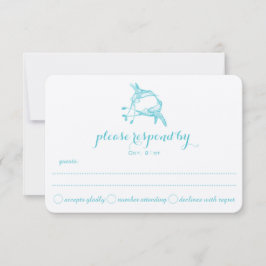 Blue Radiance Hummingbird Kiss Wedding RSVP Karte