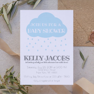 Blue Rain Cloud Baby Dusche mit Liebe Einladung