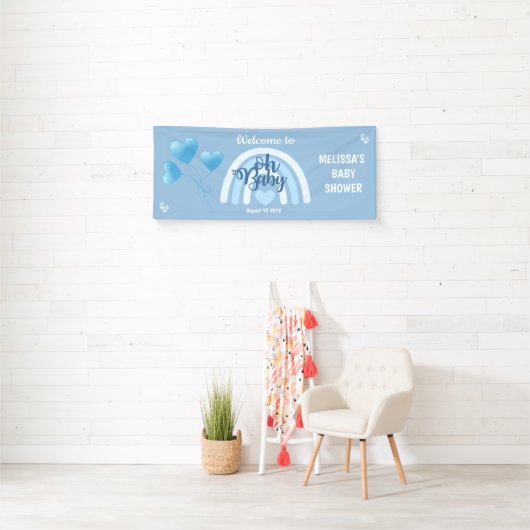 Blue Rainbow Baby Dusche Banner (Insitu)