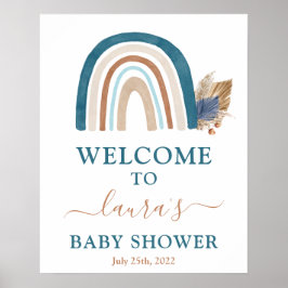 Blue Rainbow Baby Dusche Begrüßungszeichen Poster