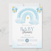 Blue Rainbow Baby Dusche Einladung (Vorderseite)