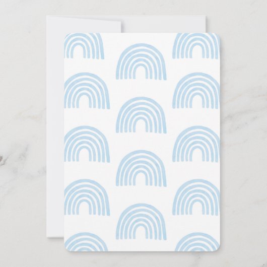Blue Rainbow Baby Shower Junge Einladung (Rückseite)