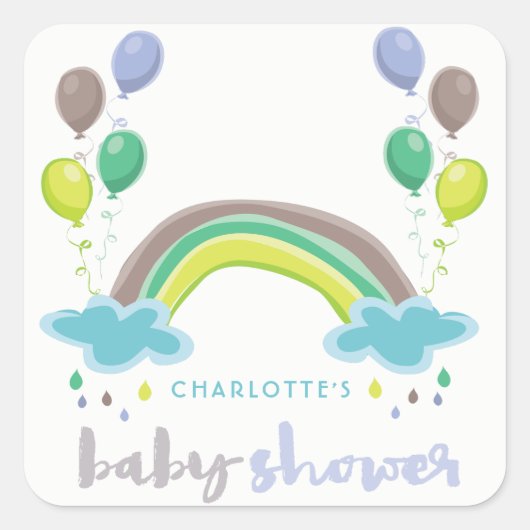 Blue Rainbow & Balloons Boy Baby Shooting Sticker (Vorderseite)