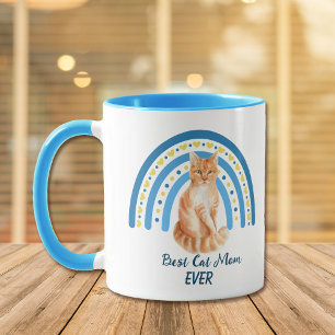 Blue Rainbow Best Ginger Cat Mama Tasse