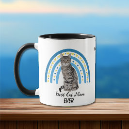 Blue Rainbow Best Gray Tabby Cat Mom Mug Tasse