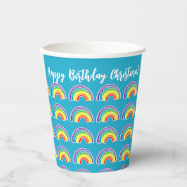Blue Rainbow Birthday Party Theme Paper Cups Pappbecher
