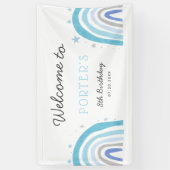 Blue Rainbow Birthday Party Willkommensbanner Banner (Vertikal)