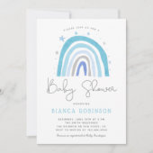Blue Rainbow Boy Baby Dusche Einladung (Vorderseite)