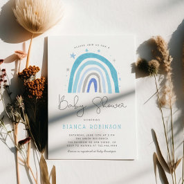Blue Rainbow Boy Baby Dusche Einladung