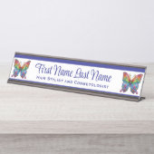 Blue Rainbow Butterfly Station Namensplatte Schreibtischnamensplakette (Vorderseite )