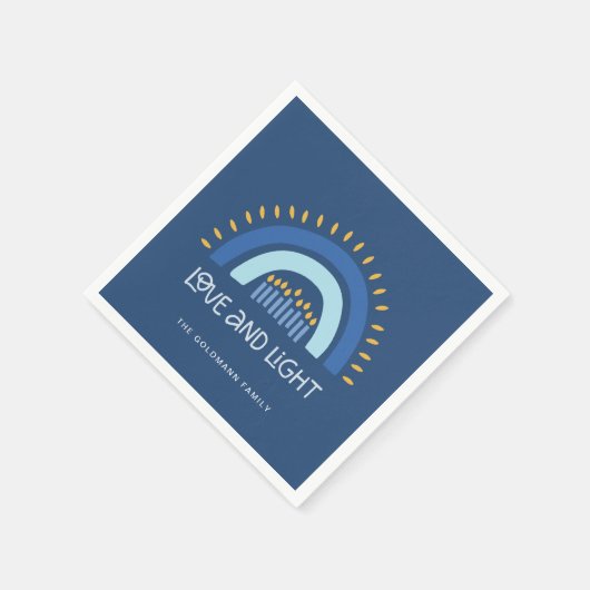 Blue Rainbow Candles Liebe & Light Hanukka Serviette (Ecke)