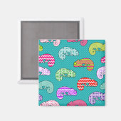 Blue Rainbow Chameleon Pattern Magnet (Vorderseite/Rückseite)