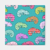 Blue Rainbow Chameleon Pattern Magnet (Vorne)