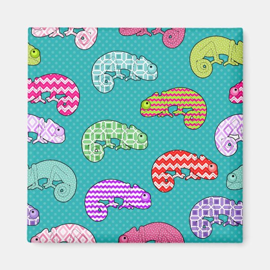 Blue Rainbow Chameleon Pattern Magnet (Vorne)