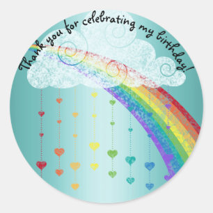 BLUE RAINBOW CLOUUES DANKE KINDER STICKER