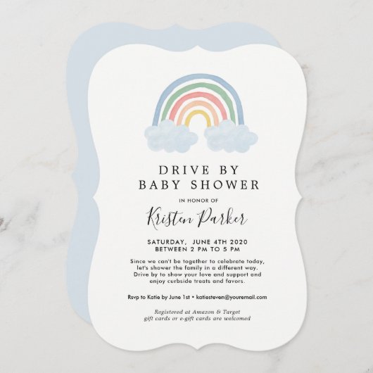 Blue Rainbow Drive by Baby Shower Einladungen (Vorne/Hinten)