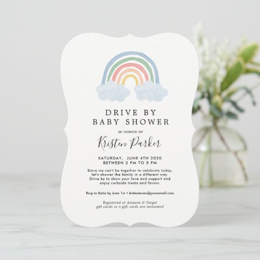 Blue Rainbow Drive by Baby Shower Einladungen (Stehend Vorderseite)
