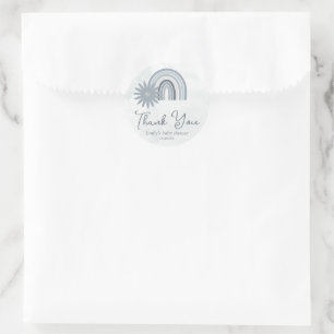 Blue Rainbow Dusty Blue Boho Baby Dusche Runder Aufkleber