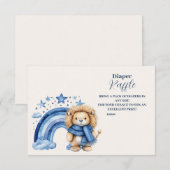 Blue Rainbow Lion Baby Shower Diapper Raffle Begleitkarte (Vorne/Hinten)