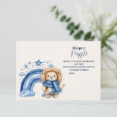 Blue Rainbow Lion Baby Shower Diapper Raffle Begleitkarte (Stehend Vorderseite)