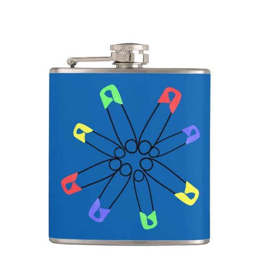 Blue Rainbow Safety Button Solidarnosc Gelb Grün Flachmann (Vorderseite)