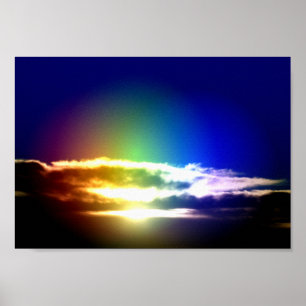 Blue Rainbow Sunset Sky Poster