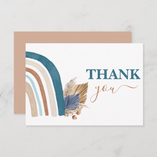 Blue Rainbow Vielen Dank Note Card Mitteilungskarte (Vorne/Hinten)