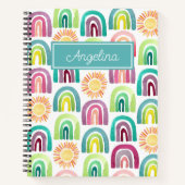 Blue Rainbows & Suns Pattern Kinder zurück zur Sch Notizblock (Vorderseite)