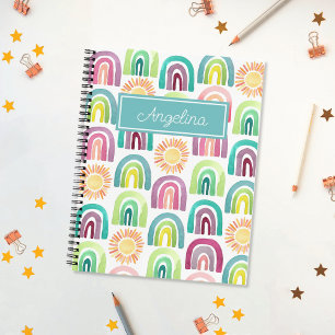 Blue Rainbows & Suns Pattern Kinder zurück zur Sch Notizblock