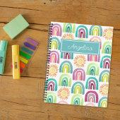 Blue Rainbows & Suns Pattern Kinder zurück zur Sch Notizblock