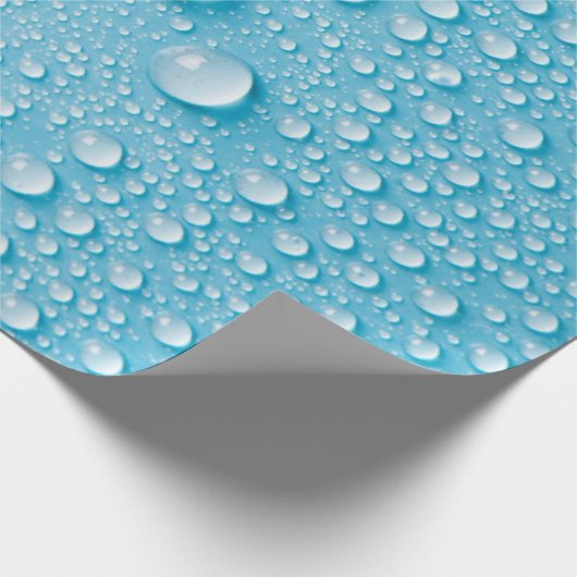 BLUE RAINDROP WET PATTER GESCHENKPAPIER (Ecke)