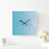 BLUE RAINDROP WET PATTERN QUADRATISCHE WANDUHR (Zuhause)