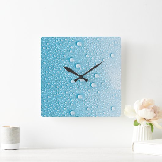 BLUE RAINDROP WET PATTERN QUADRATISCHE WANDUHR (Zuhause)