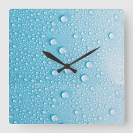 BLUE RAINDROP WET PATTERN QUADRATISCHE WANDUHR