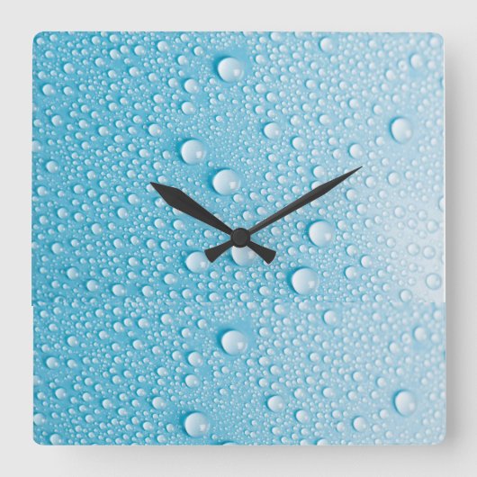 BLUE RAINDROP WET PATTERN QUADRATISCHE WANDUHR (Vorderseite)