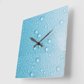 BLUE RAINDROP WET PATTERN QUADRATISCHE WANDUHR (Winkel)