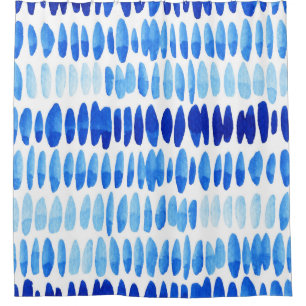 Blue Raindrops: Aquarell Nahtlos Abstrakt Duschvorhang