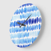 Blue Raindrops: Aquarell Nahtlos Abstrakt Große Wanduhr (Winkel)
