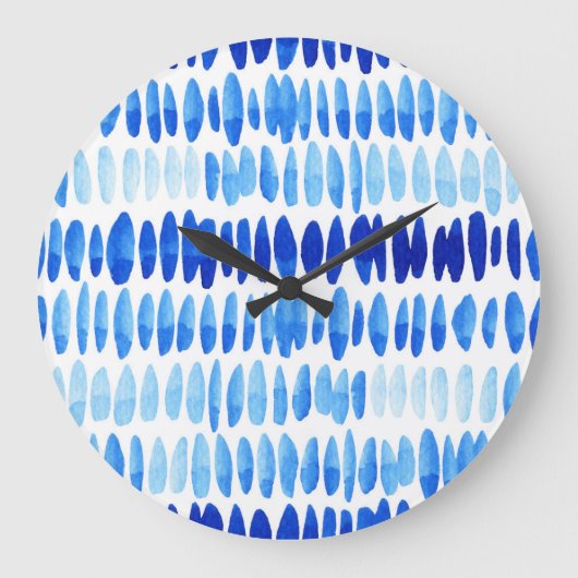 Blue Raindrops: Aquarell Nahtlos Abstrakt Große Wanduhr (Vorderseite)