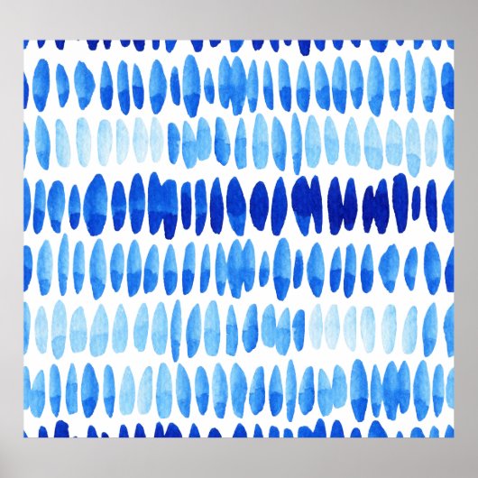 Blue Raindrops: Aquarell Nahtlos Abstrakt Poster (Vorne)
