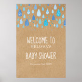 Blue Raindrops Boho Baby Dusche / Sprinkle Empfang Poster (Vorne)