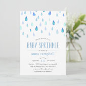 Blue Raindrops | Einladung von Baby Sprinkle (Stehend Vorderseite)
