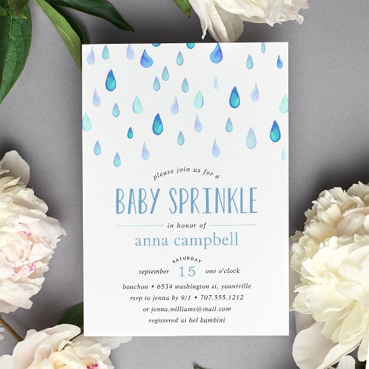 Blue Raindrops | Einladung von Baby Sprinkle