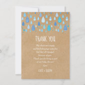 Blue Raindrops Rustic Baby Shower Danke Gedicht (Vorderseite)